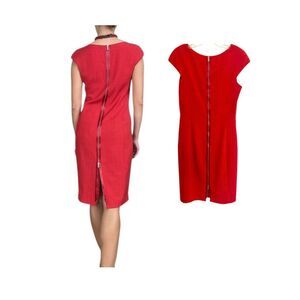 DOLCE & GABBANA Red cap-sleeve sheath Italian dress Sz 42 Medium